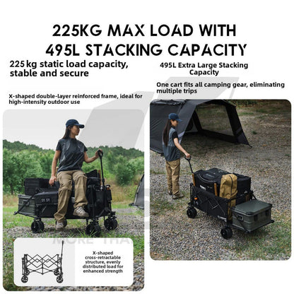 Shinetrip Wagon All Terrain Trolley Cart Expandable Thickwheel with Brake Side Pocket Detachable Wheel A605