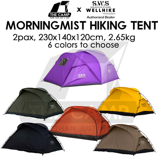 Wellhike SWS 2 Person Hiking Tent Morning Mist Lightweight Portable with Mesh Outdoor Camping Solo Khemah