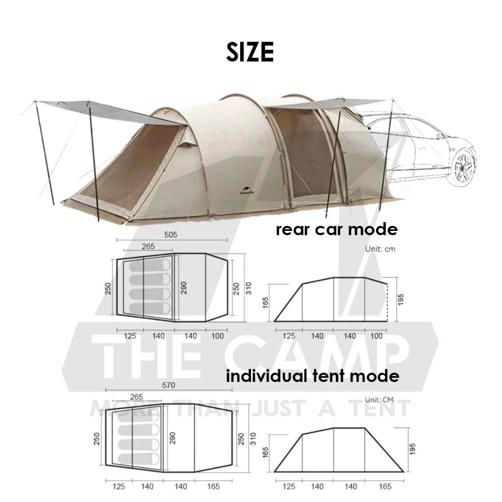 Naturehike Cloud Vessel Rear Car Tunnel Tent 2 in 1 Outdoor Camping Khemah Kereta CNH22ZP013