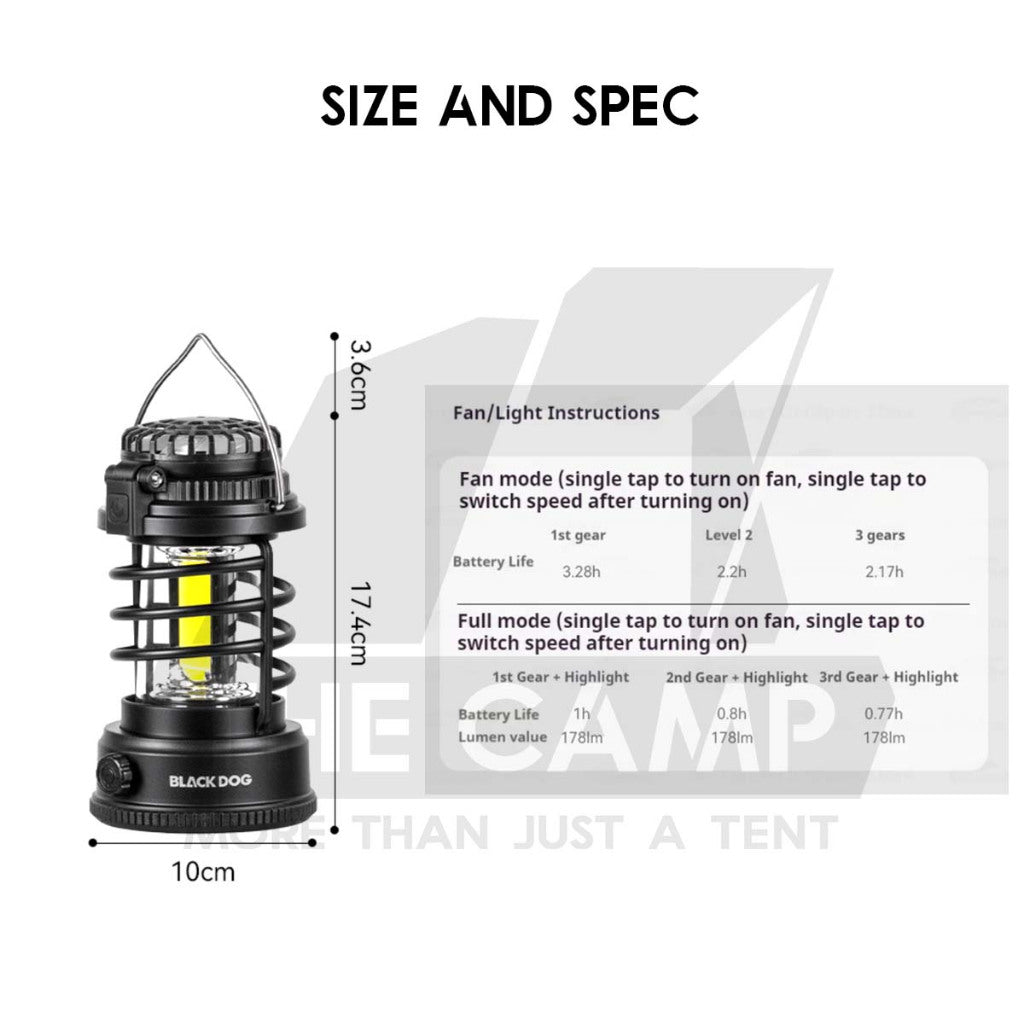 Blackdog ZM039 Light with Fan 2 in 1 Outdoor Camping Lamp Lantern Tripod Lampu CBD2550ZM039
