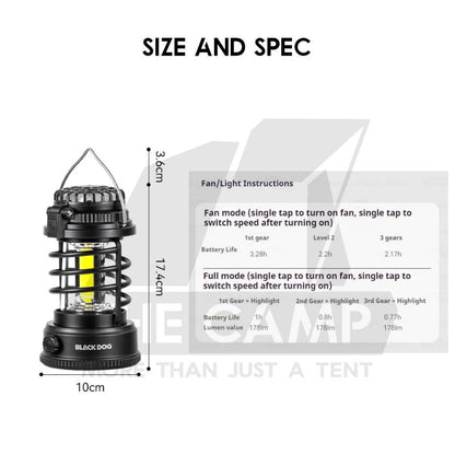 Blackdog ZM039 Light with Fan 2 in 1 Outdoor Camping Lamp Lantern Tripod Lampu CBD2550ZM039