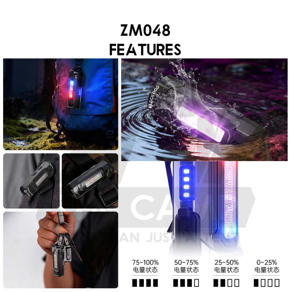 Blackdog Tactical Torch Light EDC Flash RGB Buzzer UV Outdoor Camping Light Lamp R2 Lampu CBD2550ZM048 CBD2550ZM045