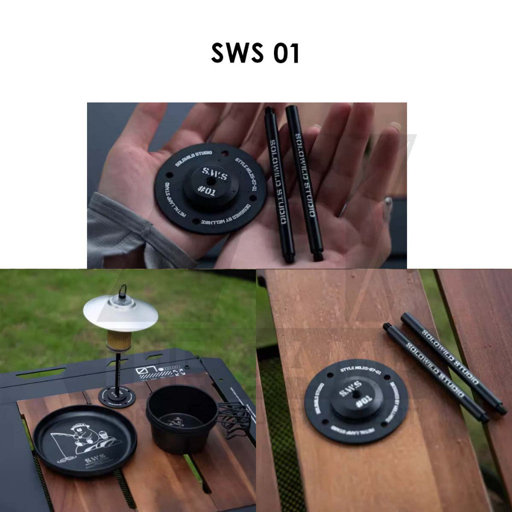 Wellhike SWS Light Stand Tripod Lamp Pole Outdoor Camping Lampu Lantern Hanger Rod Flange