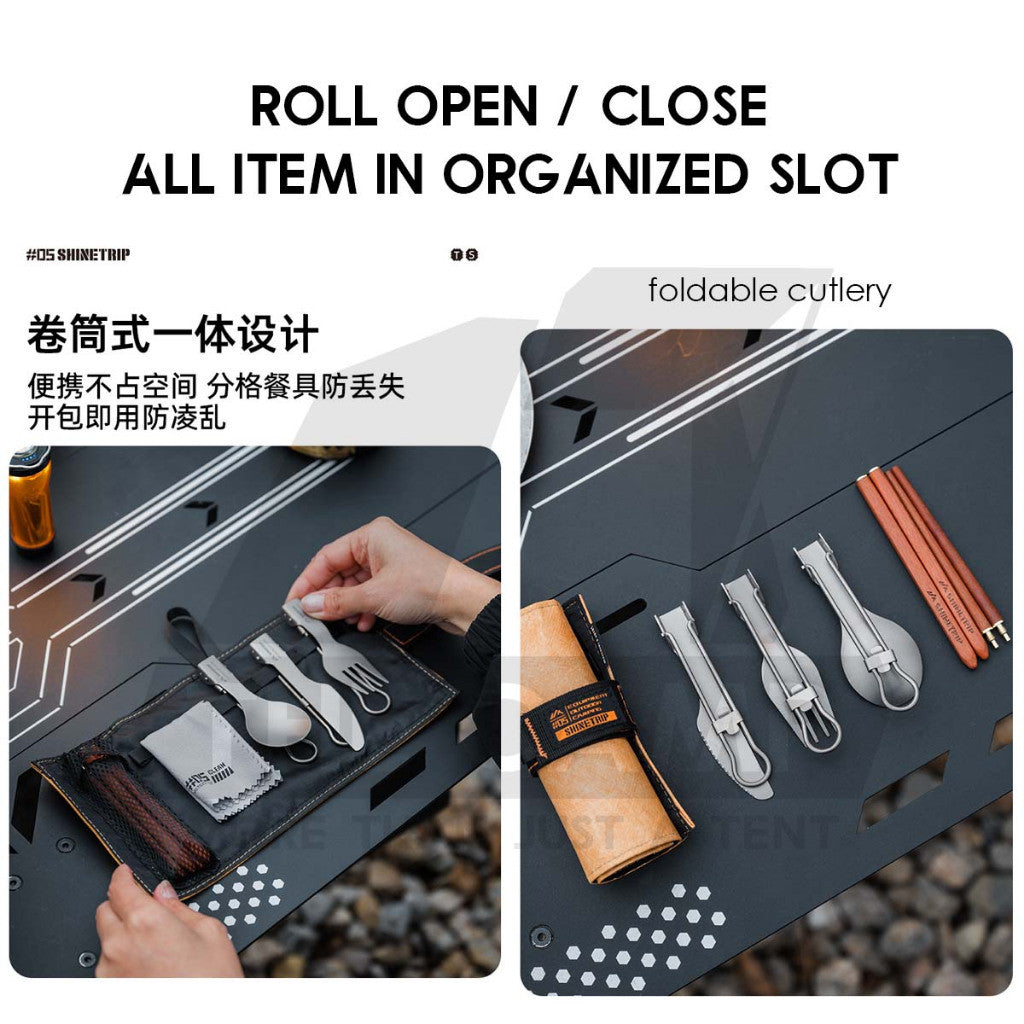 Shinetrip Titanium Cutlery Set Complete with Premium Storage Bag Fork Spoon Knife Chopstick A589