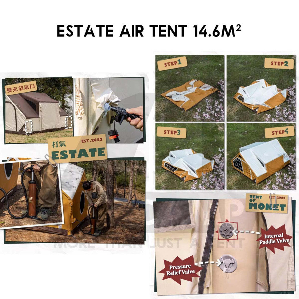 CC Estate 14.6 Inflatable Air Tent Inflatable Air Tent Retro Vintage Style Whimsical Outdoor Camping Pump Khemah Angin