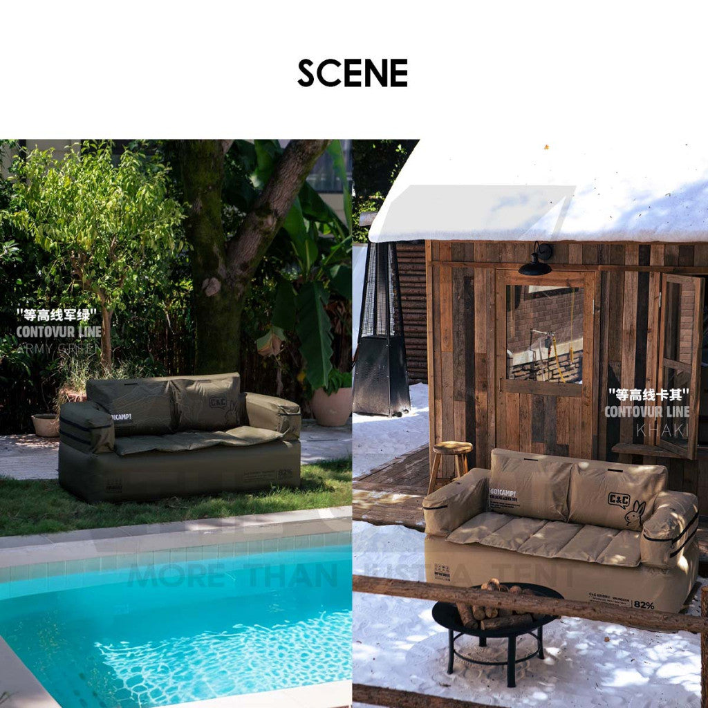 CC Inflatable Air Sofa Single /  Double Day Dream Outdoor Camping Optional Groundsheet Mat Leisure Inflation Lazy Bed