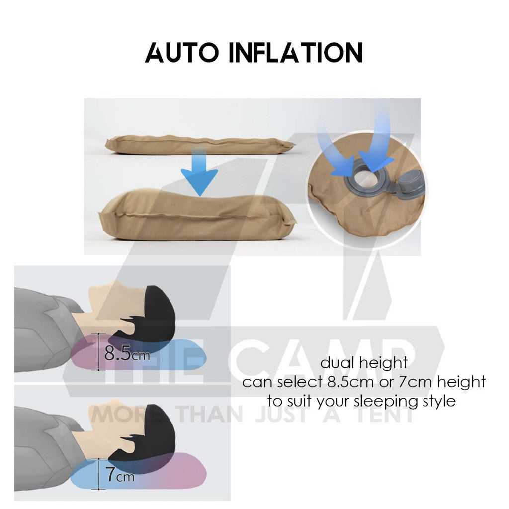 CC Goodnight Pillow 3D Sponge Auto Inflation with Case Dual Height Extra High Outdoor Camping Retro Vintage Style