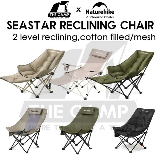 Naturehike SeaStar Reclining Chair High Back Recliner Cotton Mesh Kerusi Outdoor Camping Moon CNK2450JJ020 CNK2550JJ019