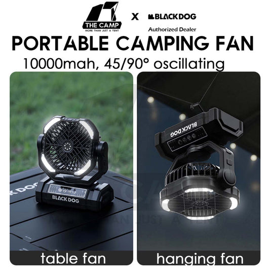 Blackdog Fan Portable Outdoor Camping Oscillating Kipas with LED Light Hanging Table Top Desktop CBD2550ZM038