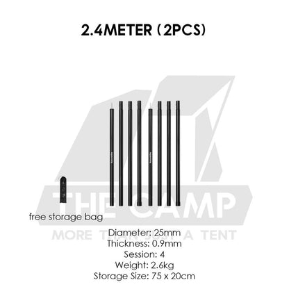 Naturehike Flysheet Pole 2pcs Set Camping Outdoors Tarp Door Tent Poles 1.7m 1.9m 2.1m 2.4m Awning Tiang CNK2550PJ010