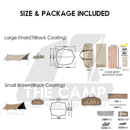 Naturehike TiBlack Cloud Skies Ultra Large Tarp Flysheet Outdoor Camping Ti Black Waterproof Moraine C2350WS010