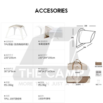 Naturehike Auto Dome Shelter Accessories Tarp Inner Tent Extension Flysheet Door Mesh TPU Cloth Groundsheet CNK230WS014