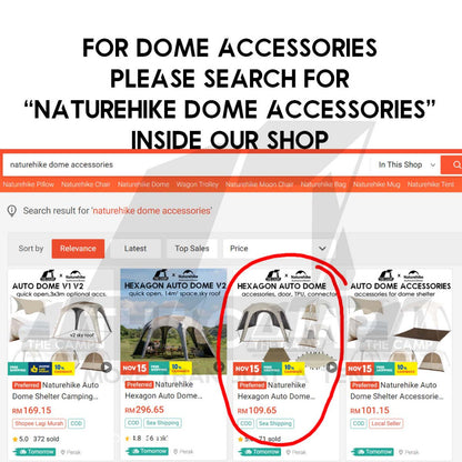 Naturehike Hexagon Auto Dome Shelter V1 V2 Cloud Boundary Quick Opening Canopy Flysheet Door Mesh TPU Cloth CNK230WS014
