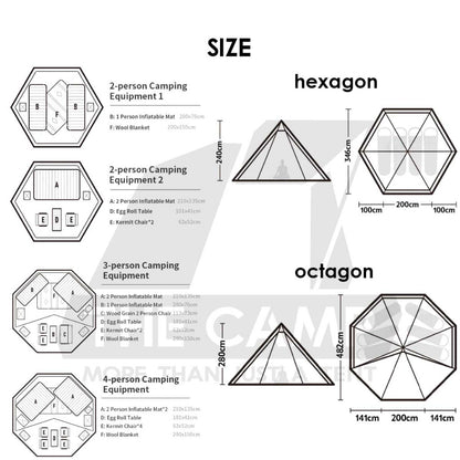 Naturehike Ranch Pyramid Teepee Tent Hexagon Octagon Outdoor Camping Free Groundsheet PU3000 Khemah NH20ZP013 NH20ZP014