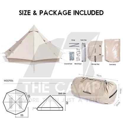 Naturehike Brighten 6.4 Cotton Pyramid Tent Teepee Outdoor Camping Khemah NH20ZP004