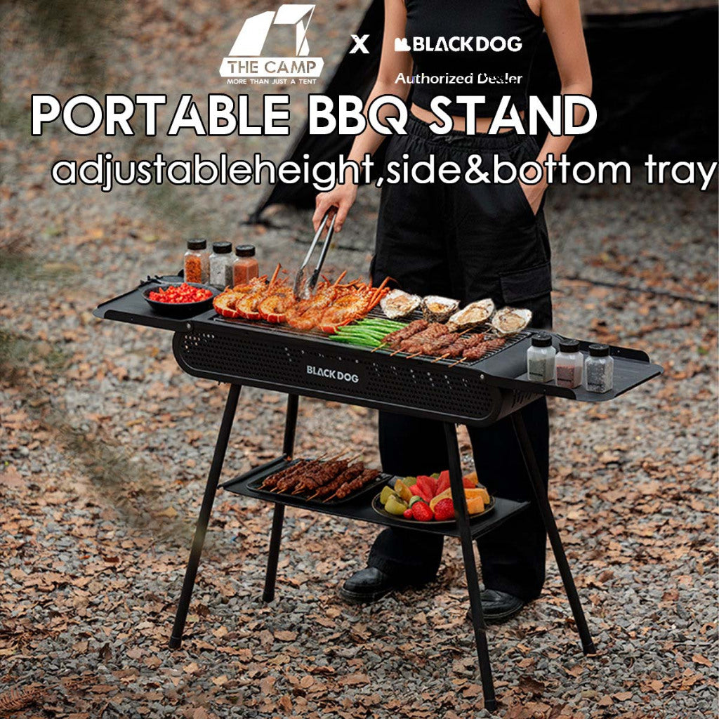 Blackdog Portable Camping BBQ Grill Rack Stand Outdoor Folding Charcoal Stove Firepower Adjustable Height CBD2550CF017