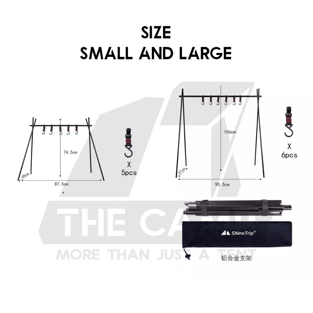 Shinetrip Outdoor Triangle Hanging Rack Aluminum Mesh Camping Hanger Tripod Shelf Stand Tableware Organizer