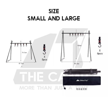 Shinetrip Outdoor Triangle Hanging Rack Aluminum Mesh Camping Hanger Tripod Shelf Stand Tableware Organizer