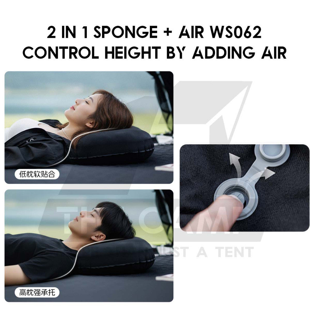Blackdog Auto Inflation Sponge Memory Foam Pillow with Case Black for Bed Mattress Inflatable CBD2450WS045 BD-CQZ001