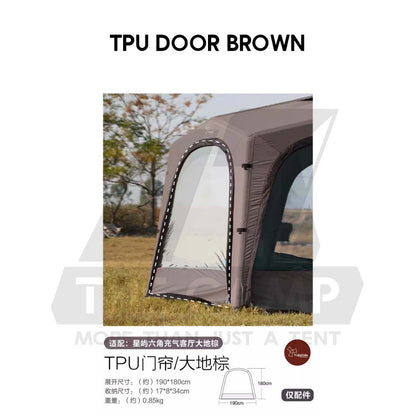 Vidalido Star Island Air Dome Accessories Door Cloth 2 in 1 Mesh Connector PU2000 Silver Coated Black Brown Khaki
