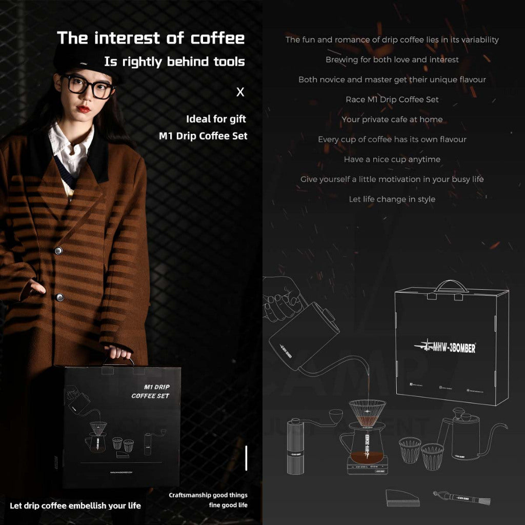 MHW-3BOMBER M1 Drip Coffee Gift Set Grinder Pour Over Set Coffee set 7 pcs Set Outdoor Camping CS5466
