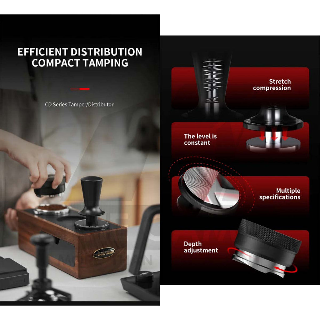 MHW-3BOMBER CD Series / Macaron Series Tamper & Distributor 58mm Black Wood Espresso Machine