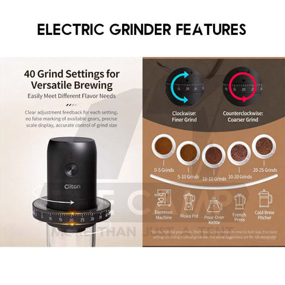Cliton Electric Grinder Auto Stop Ceramic / 420 Stainless Steel Burr Coffee Machine Maker Outdoor KMDJ-2CW KMDJ-2AW