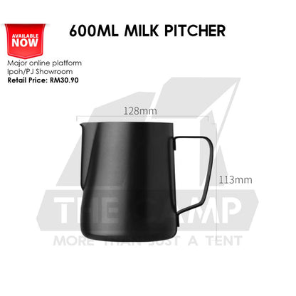Cliton 600ml Black Milk Pitcher Steaming & Frothing Stainless Steel Coffee Latte Art Cup Coffee Pitcher