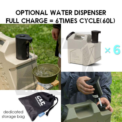 CC 10L Water Tank Bucket with Optional Water Dispenser Pump Outdoor Camping Accessories Picnic Hiking Fishing