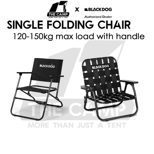 Blackdog Foldable Chair Single Chairs Webbing Director Chair Folding Camping Outdoor Tent Table Black CBD2550JJ068