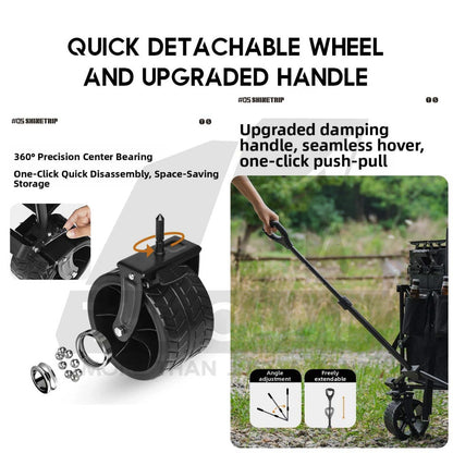 Shinetrip Wagon All Terrain Trolley Cart Expandable Thickwheel with Brake Side Pocket Detachable Wheel A605