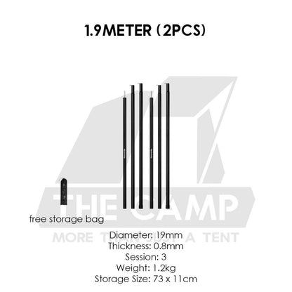 Naturehike Flysheet Pole 2pcs Set Camping Outdoors Tarp Door Tent Poles 1.7m 1.9m 2.1m 2.4m Awning Tiang CNK2550PJ010