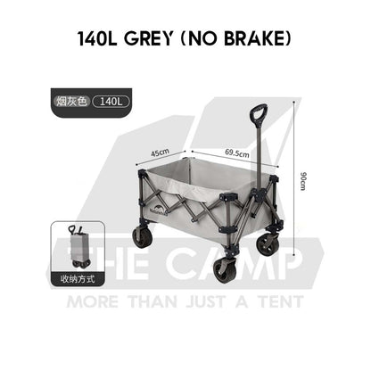Naturehike JL Wagon Trolley Outdoor Camping Cart with Brake 10cm Thick Wheel 140L 280L 340L 385L 450L Black CNK2450JJ017