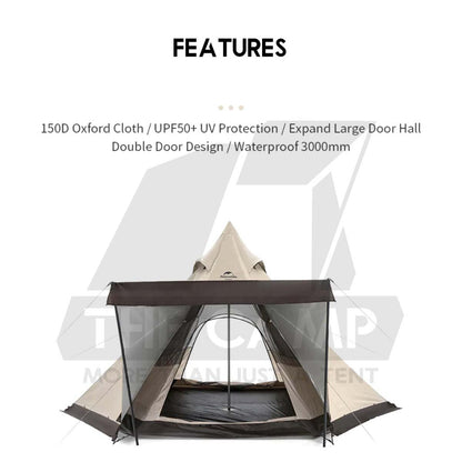 Naturehike Ranch Pyramid Teepee Tent Hexagon Octagon Outdoor Camping Free Groundsheet PU3000 Khemah NH20ZP013 NH20ZP014