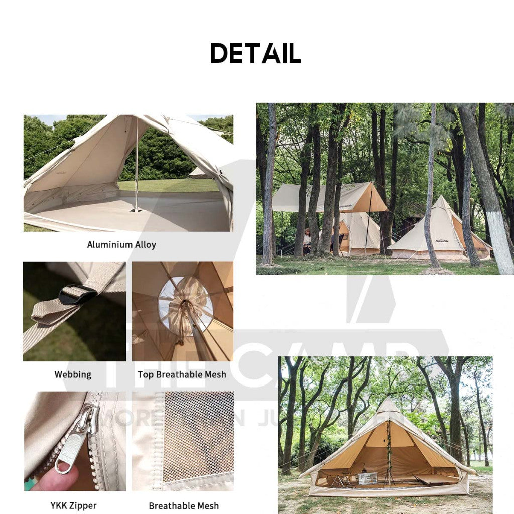 Naturehike Brighten 6.4 Cotton Pyramid Tent Teepee Outdoor Camping Khemah NH20ZP004