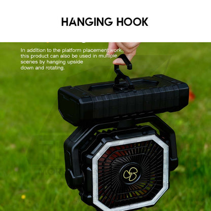 X11 Camping Fan 20000mah with Remote Control Portable Camping Rotate Oscillating Kipas with LED Light Hanging Desktop