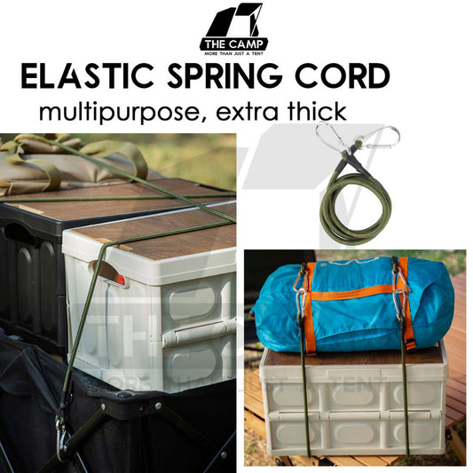 Elastic Spring Cord with Carabiner 8mm Thick Heavy Duty Outdoor Camping Trolley Wagon Bungee Hook Tali Ikat Barang