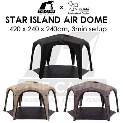 Vidalido Star Island Air Dome with Optional Door Cloth 2 in 1 Mesh Connector PU2000 Silver Coated Black Brown Khaki