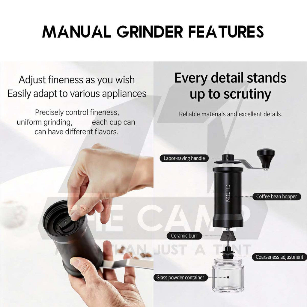 Cliton Pour Over Coffee Set Entry Level Gift Set 8 in 1 Drip Coffee Maker Dripper Set Barista Grinder Kettle CL-CFS04