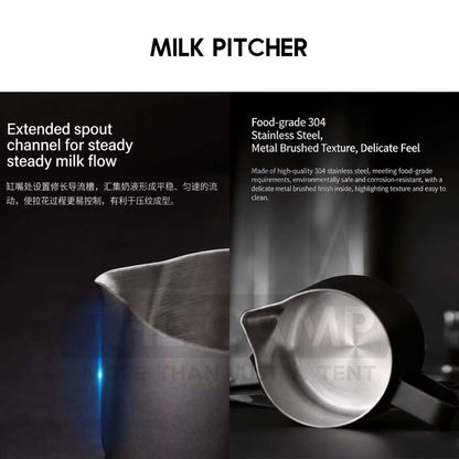 Cliton 600ml Black Milk Pitcher Steaming & Frothing Stainless Steel Coffee Latte Art Cup Coffee Pitcher