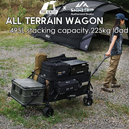 Shinetrip Wagon All Terrain Trolley Cart Expandable Thickwheel with Brake Side Pocket Detachable Wheel A605