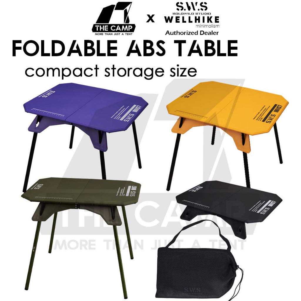 Wellhike SWS Foldable ABS Table Outdoor Camping Folding Foldable Compact Lightweight 2 Height Cup Bowl Plate Coffee
