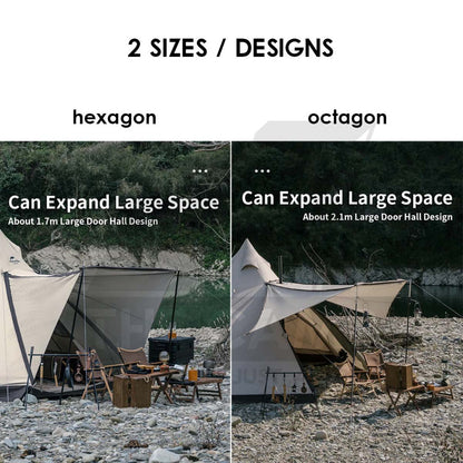 Naturehike Ranch Pyramid Teepee Tent Hexagon Octagon Outdoor Camping Free Groundsheet PU3000 Khemah NH20ZP013 NH20ZP014