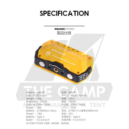 Wellhike SWS Edge Armor Light 4000mah High Brightness Outdoor Camping Lamp Tripod Magnet Hanging Lamp Lampu