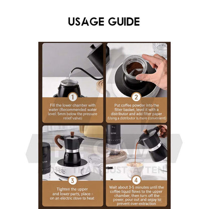 Cliton Moka Coffee Set with Electric Stove Heater Cup Filter Gift Box Italian Espresso Mocha Pot CL-CFS11