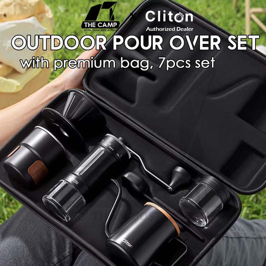 Cliton Outdoor Pour Over Coffee Set 7pcs Gift Set Drip Coffee Maker Dripper Set Barista Grinder Kettle CL-CFS23