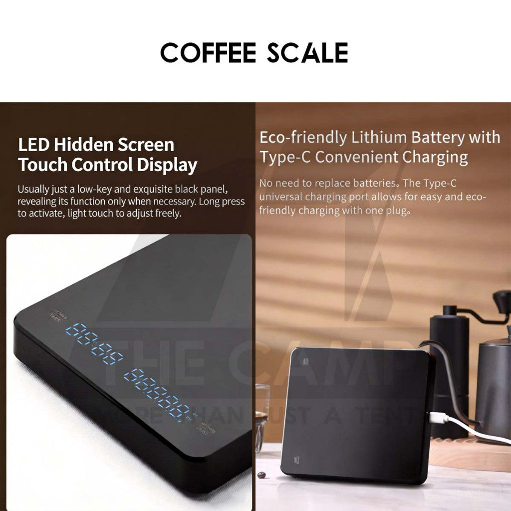 Cliton Coffee Scale Rechargeable Battery Kitchen Scale Digital Electronic Weight with Auto Timer Barista CL-KFC01