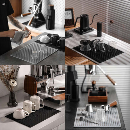 MHW-3BOMBER Coffee Bar Silicone Dish Drying Pad Mat Rubber Draining Cafe Barista Coaster Anti Slip