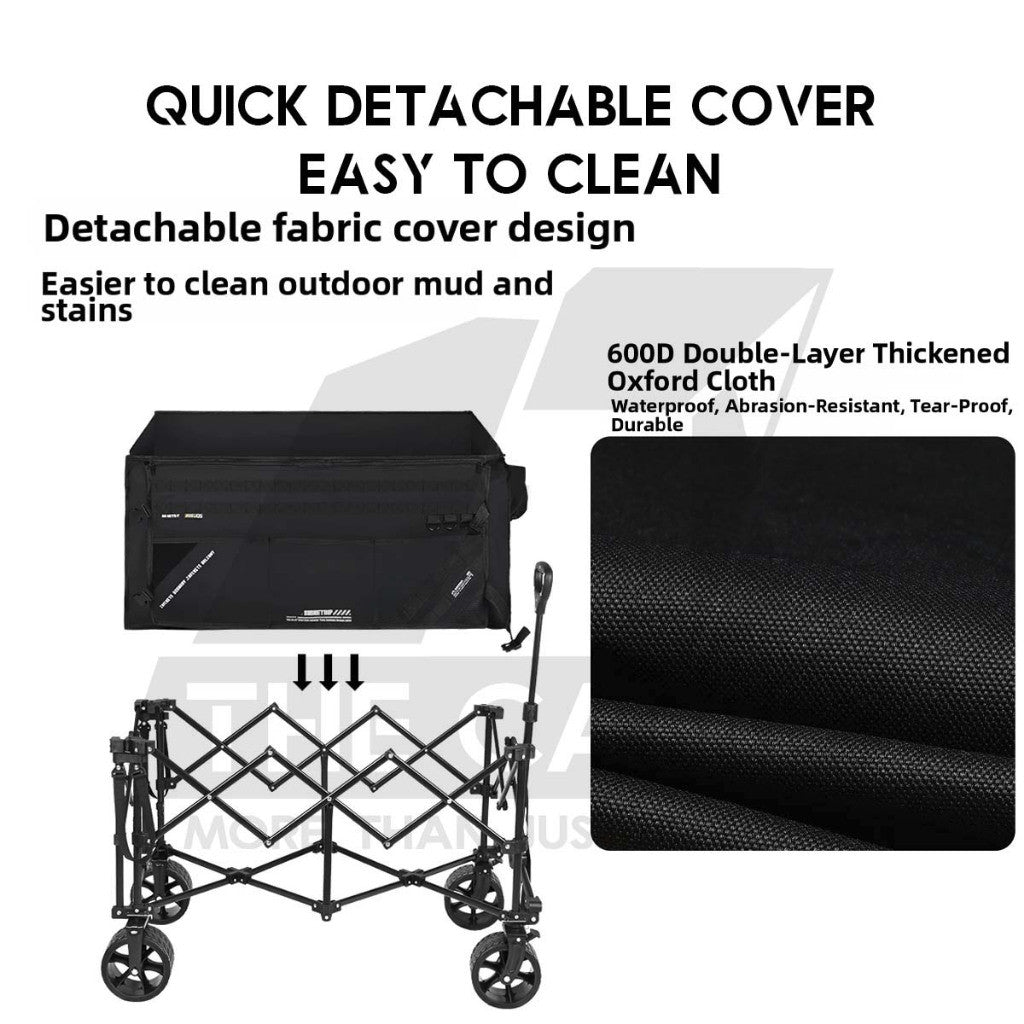 Shinetrip Wagon All Terrain Trolley Cart Expandable Thickwheel with Brake Side Pocket Detachable Wheel A605