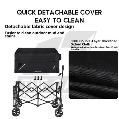Shinetrip Wagon All Terrain Trolley Cart Expandable Thickwheel with Brake Side Pocket Detachable Wheel A605